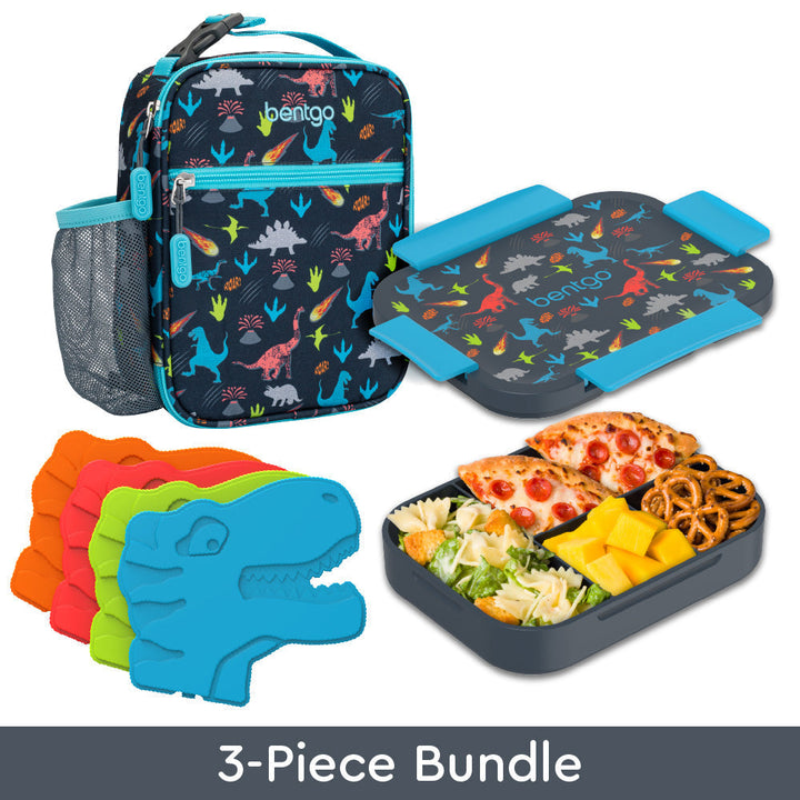 Bentgo Kids Snap & Go Lunch Box, Insulated Lunch Tote, & Ice Packs E5